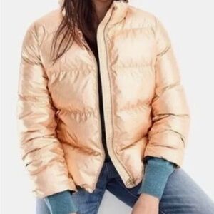 J. Crew Peach Puffer Jacket with Quilted Design